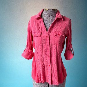 Button Down Top with Quarter Sleeve